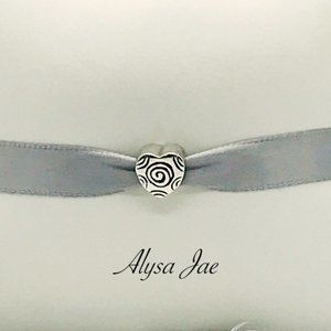 Swirls Heart European Bead, Sterling